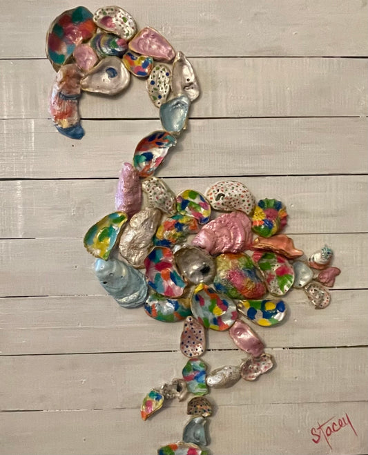 Flamingo Oyster Shell Art