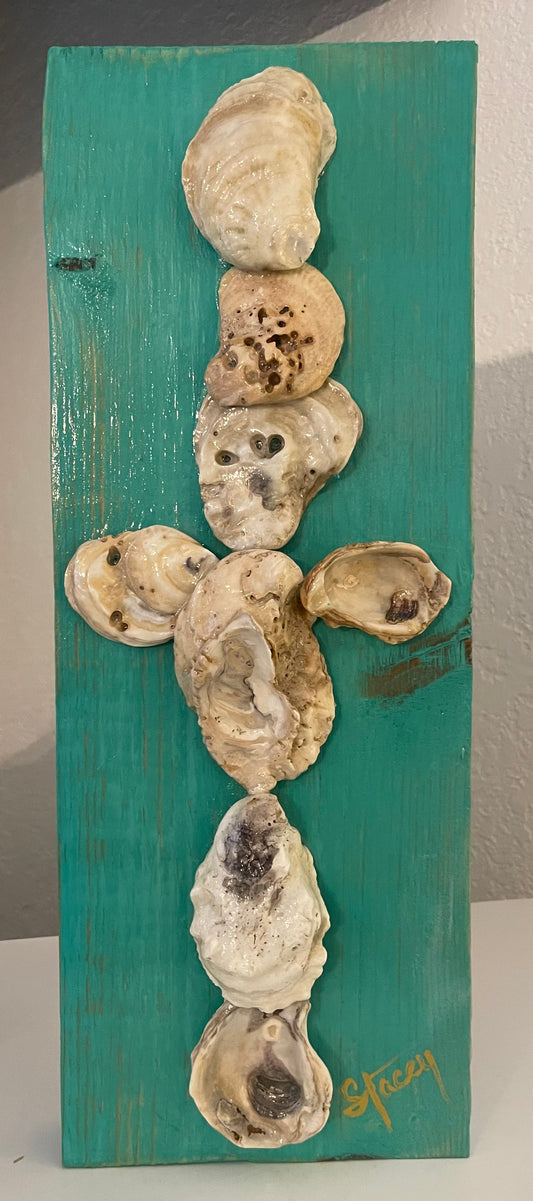 Teal Oyster Cross